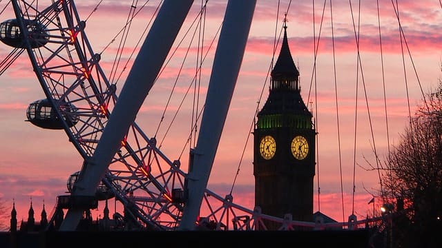 London Eye and Big Ben at Sunset